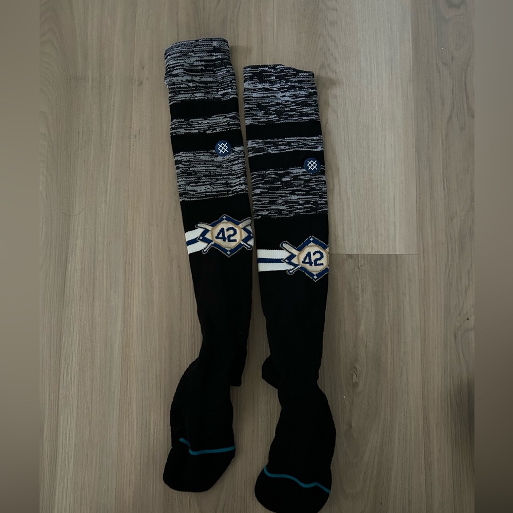 Game Worn MLB Jackie Robinson Day Socks #42